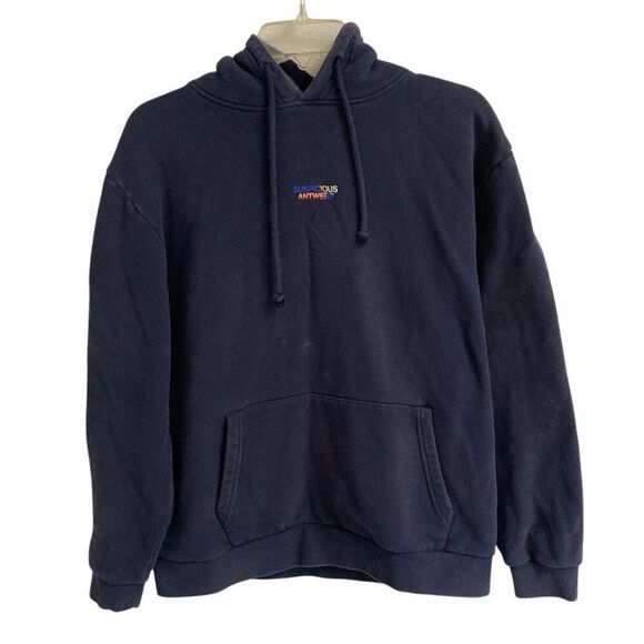 Suspicious Antwerp The Peacekeeper navy hoodie worldly patterns mens L grunge - Picture 3 of 6